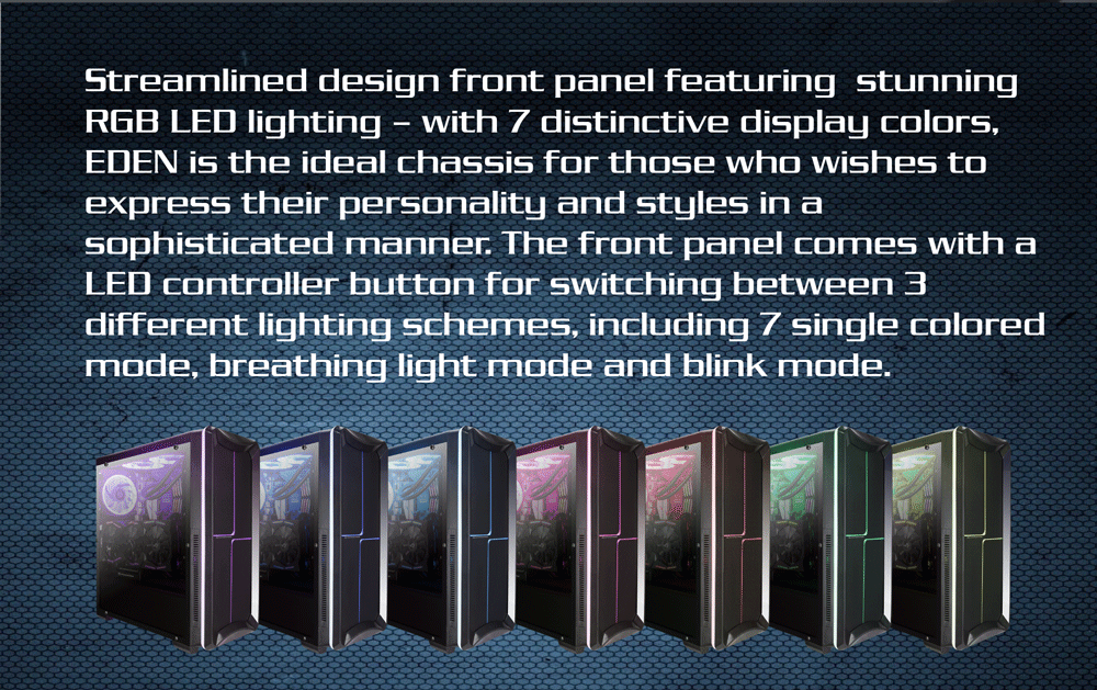 Xigmatek EDEN II EN9993 RGB Gaming Kasa - Tempered Camlı